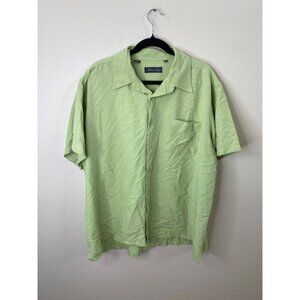 Milano Bay Mens Light Green Short Sleeve Button-Up Shirt XXL Casual Wear Rayon